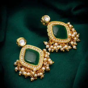 Green Stone Stud Earrings